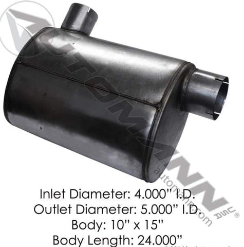 562.U6451015-Muffler 4in Inlet 5in Outlet Oval Body, (product_type), (product_vendor) - Nick's Truck Parts