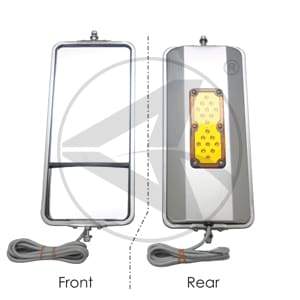 563-9040-7 in. x 16 in. West Coast  Mirror Heated-Stainless Steel with  Marker and Signal Lights, (product_type), (product_vendor) - Nick's Truck Parts