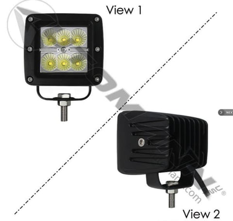 571.LD971WL6-Work Lamp LED 3in Square Flood 1620 LM, (product_type), (product_vendor) - Nick's Truck Parts