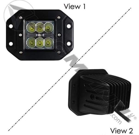 571.LD972WL6-Work Lamp LED 3in Square Flood 1620 LM, (product_type), (product_vendor) - Nick's Truck Parts
