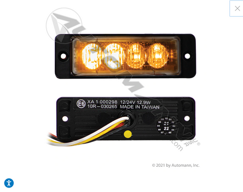 571.LD8CAL4 - Warning Light Mini Strobe LED Amber 4-Di - Nick's Truck Parts