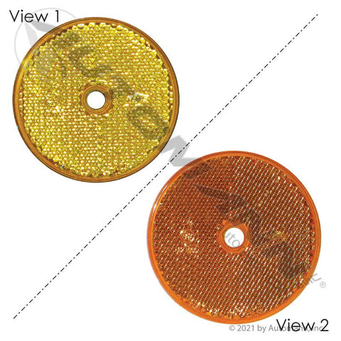 571.F2SMA- Reflector 2in Round Amber Center Hole - Nick's Truck Parts