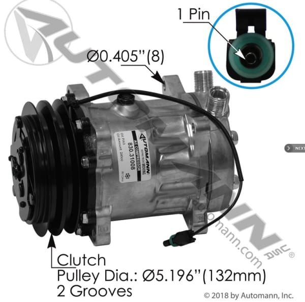 830.31008-Air Conditioning Compressor 7H15 Type, (product_type), (product_vendor) - Nick's Truck Parts