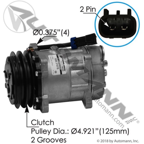 830.31075-Air Conditioning Compressor 7H15 Type, (product_type), (product_vendor) - Nick's Truck Parts
