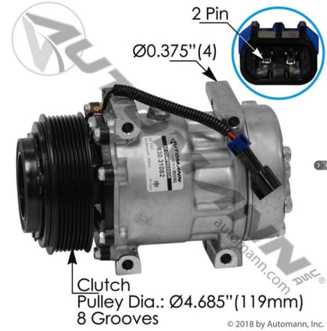 830.31082-Air Conditioning Compressor 7H15 Type, (product_type), (product_vendor) - Nick's Truck Parts