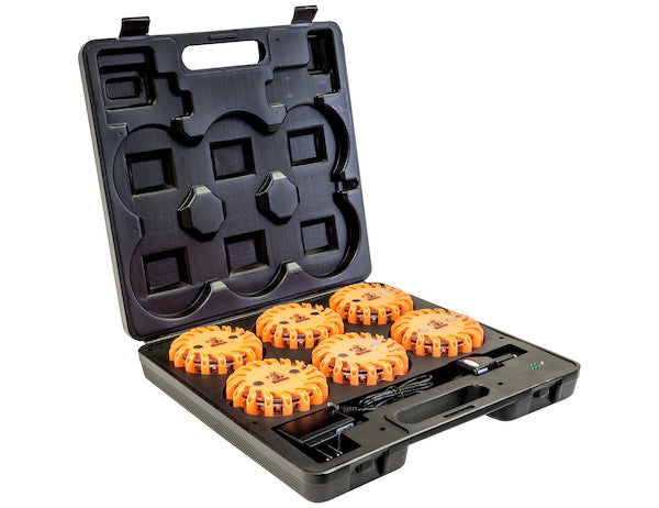 8891018 -Buyers- 4 Inch Round Rechargeable Strobe/Flare Kit With 6 Flares And Charging Case - Nicks Truck Parts