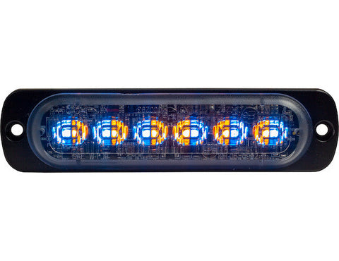 8892108 -Buyers- Amber/Blue Dual Color Thin 4.5 Inch Wide LED Strobe Light - Nick's Truck Parts