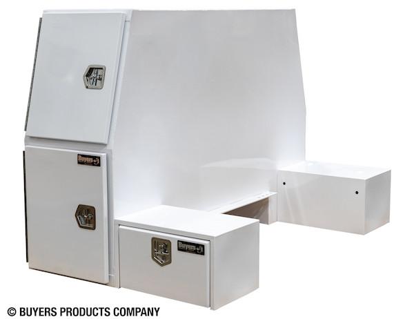 BP855548W - Buyers- White Steel L-Pack Truck Box With Offset Floor - Nicks Truck Parts