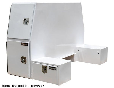 BP855548W - Buyers- White Steel L-Pack Truck Box With Offset Floor - Nicks Truck Parts