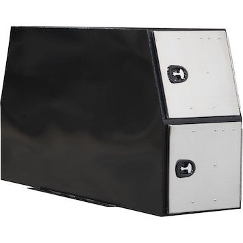 Buyers- BP855924BSST- 59x24x85 Inch Flat Floor Black Steel Backpack Truck Box With Stainless Steel Doors - Nicks Truck Parts