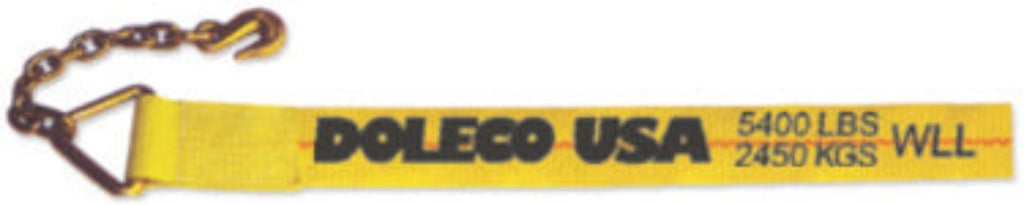 DC23105427 - 4" Winch Strap with Chain Anchor 27' - Nick's Truck Parts