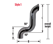 WED-5LC -Grand Rock- STACK DUMP,5"3-BEND OD/MITER CHR - Nick's Truck Parts