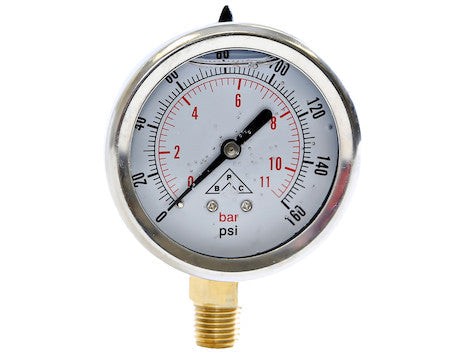 HPGS100- Buyers Silicone Filled Pressure Gauge - Stem Mount 0-100 PSI - Nick's Truck Parts