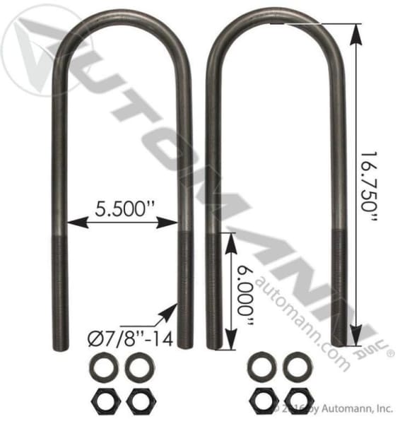 AUBK8166-166-U Bolt Kit 7/8 x 5-1/2 x 16-3/4 In., (product_type), (product_vendor) - Nick's Truck Parts