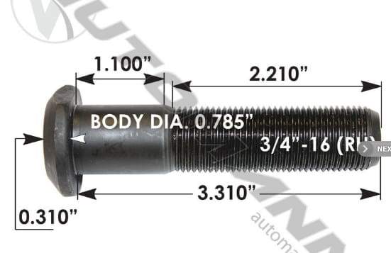 E-10214R-D Head Stud, (product_type), (product_vendor) - Nick's Truck Parts