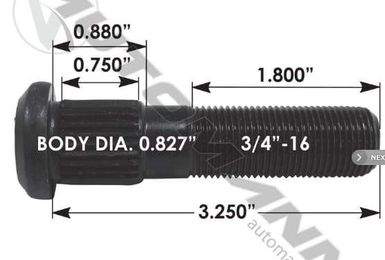 E-5632-Serrated Wheel Stud, (product_type), (product_vendor) - Nick's Truck Parts