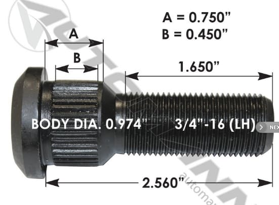 E-5719L-Serrated Wheel Stud, (product_type), (product_vendor) - Nick's Truck Parts