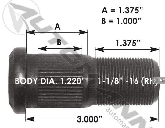 E-5750R-Serrated Wheel Stud, (product_type), (product_vendor) - Nick's Truck Parts