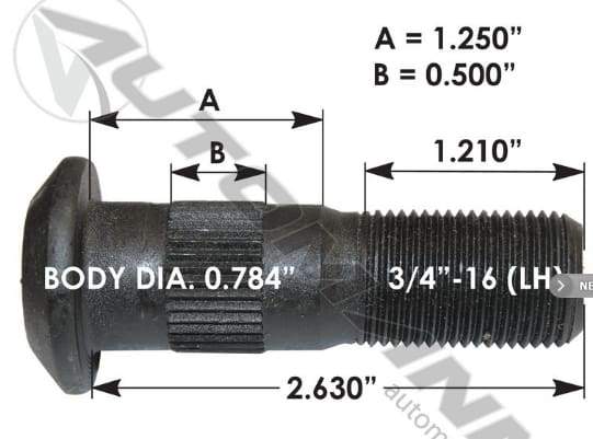 E-5870L-Serrated Wheel Stud, (product_type), (product_vendor) - Nick's Truck Parts