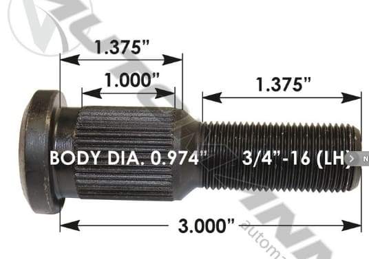 E-5871L-Serrated Wheel Stud, (product_type), (product_vendor) - Nick's Truck Parts