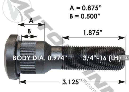 E-5910L-Serrated Wheel Stud, (product_type), (product_vendor) - Nick's Truck Parts