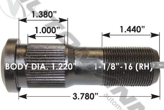 E-5985R-Serrated Wheel Stud, (product_type), (product_vendor) - Nick's Truck Parts