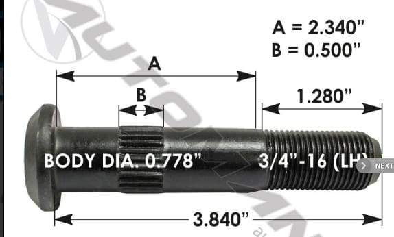 E-8954L-Serrated Wheel Stud, (product_type), (product_vendor) - Nick's Truck Parts