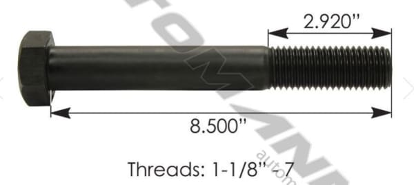 F118812GR8-Cap Screw 1-1/8in x 8-1/2in GR8, (product_type), (product_vendor) - Nick's Truck Parts