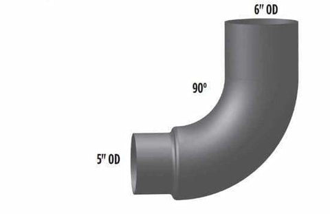 FL6-09657-013C-90 Degree Elbow, 6in. OD Reduced to 5in. OD, (product_type), (product_vendor) - Nick's Truck Parts