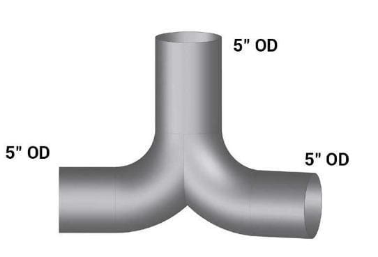 KW-18613-5in.2-Bend OD/OD/OD Y-Pipe ALZ, (product_type), (product_vendor) - Nick's Truck Parts