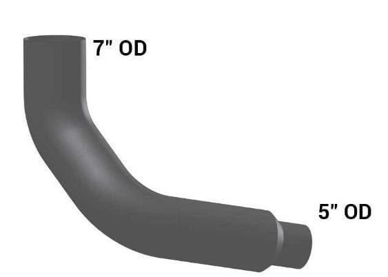 KW7-1271LC-7in. 2-Bend OD/R5in.OD Pipe Left Chrome, (product_type), (product_vendor) - Nick's Truck Parts