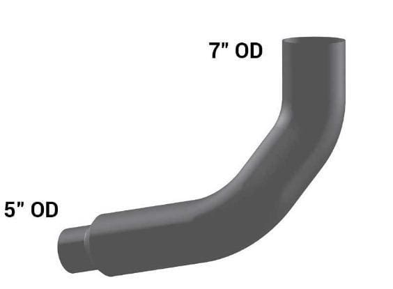 KW7-1271RC-7in. 2-Bend OD/R5in.OD Pipe Right Chrome, (product_type), (product_vendor) - Nick's Truck Parts
