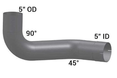 KW7-14764LC-7in. 2-Bend OD/R5in.OD Pipe Left Chrome, (product_type), (product_vendor) - Nick's Truck Parts