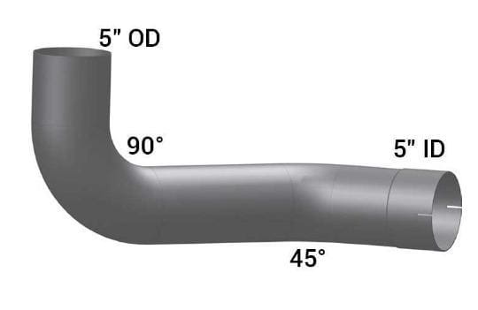 KW7-14764RC-7in. 2-Bend OD/R5in.OD Pipe Right Chrome, (product_type), (product_vendor) - Nick's Truck Parts