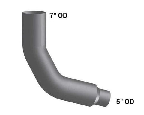 KW7-18615LC-7in. 2-Bend OD/R5in.OD Pipe Left Chrome, (product_type), (product_vendor) - Nick's Truck Parts