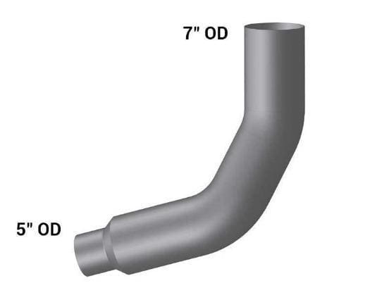 KW7-18615RC-7in. 2-Bend OD/R5in.OD Pipe Right Chrome, (product_type), (product_vendor) - Nick's Truck Parts