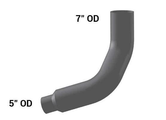 KW7-18616RC-7in. 2-Bend OD/R5in.OD Pipe Right Chrome, (product_type), (product_vendor) - Nick's Truck Parts