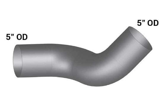 PB-13059LC-5in. 2-Bend OD/OD Pipe Left Chrome, (product_type), (product_vendor) - Nick's Truck Parts