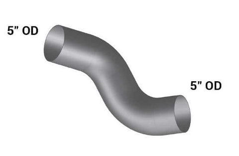 PB-13845LC-5in. 2-Bend OD/OD Pipe Left Chrome, (product_type), (product_vendor) - Nick's Truck Parts