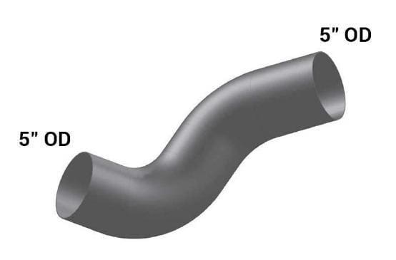 PB-13845RC-5in. 2-Bend OD/OD Pipe Right Chrome, (product_type), (product_vendor) - Nick's Truck Parts