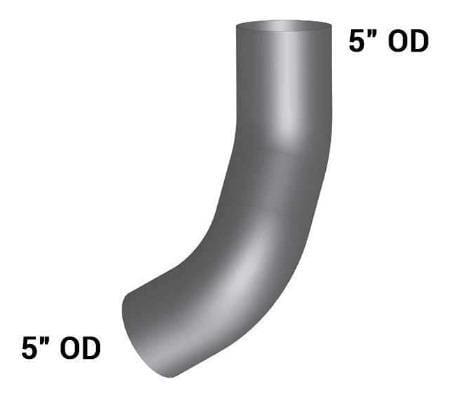 PB-13906RC-5in. 2-Bend OD/OD Pipe Right Chrome, (product_type), (product_vendor) - Nick's Truck Parts
