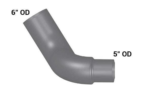 PB6-13059LC-6in. 2-Bend OD/R5in.OD Pipe Left Chrome, (product_type), (product_vendor) - Nick's Truck Parts