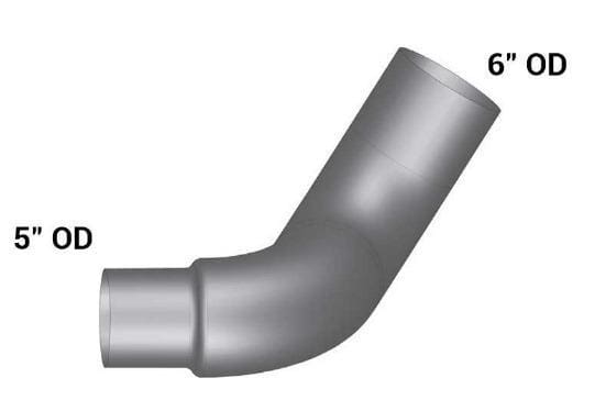 PB6-13059RC-6in. 2-Bend OD/R5in.OD Pipe Right Chrome, (product_type), (product_vendor) - Nick's Truck Parts