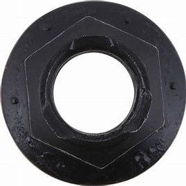 Automann FN-120F 1/2-inch SAE flange nut with fine thread, showing the hardware's metal surface and threading detail.