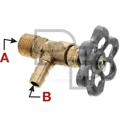 Dayton 12-20104 cooling shut off valve, reservoir drain valve, 5/8 inch x 1/2 inch, with brass body and handle for plumbing systems.