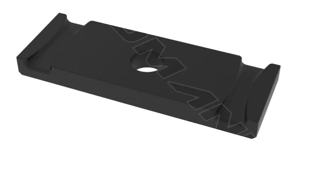 Top view of Automann M1203-Bluebird U bolt plate showing its shape and mounting holes for vehicle suspension.