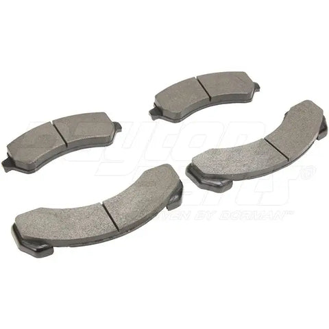 Automann D184 front semi-metallic brake pad showing the textured brake pad surface and metal backing plate.