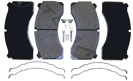Automann severe duty air disc brake pads with FMSI 8733 D1525, shown in black with metal backing plates for heavy-duty braking.
