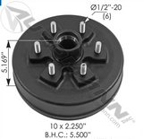 150.84656- Hub/Drum 3,500lb 10 x 2.250in