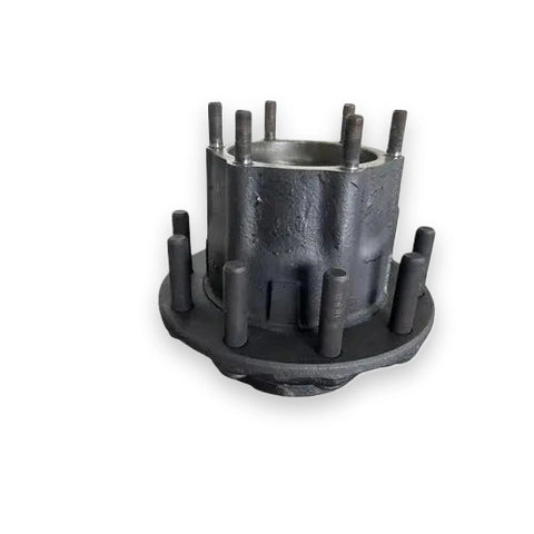 Automann 150.D1201 trailer drive hub showing metallic finish and mounting holes, designed for heavy-duty trailer wheel assembly.